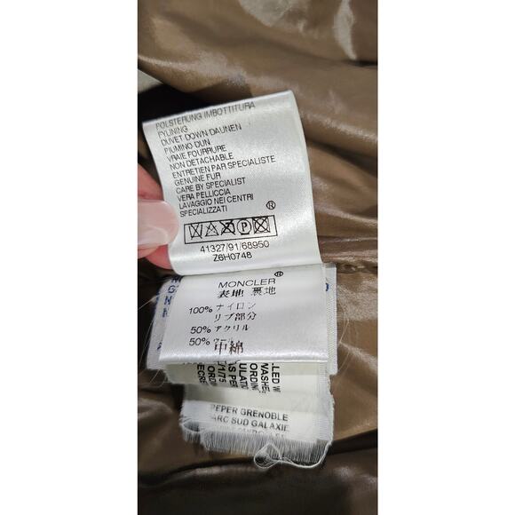 Moncler Down Hooded Jacket with Genuine Fur Olive Green - Picture 15 of 16